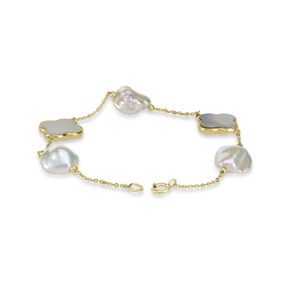 Pearl Beaded Station Bracelet in 18K YG