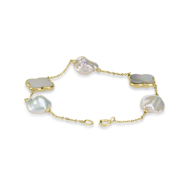 Pearl Beaded Station Bracelet in 18K YG