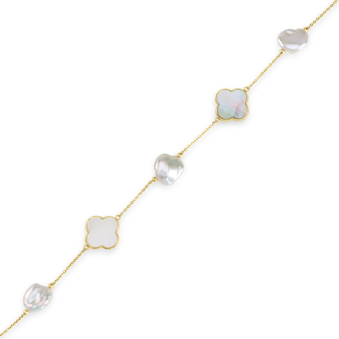 Pearl Beaded Station Bracelet in 18K YG