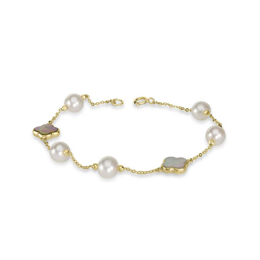 Pearl Beaded Station Bracelet in 18K YG