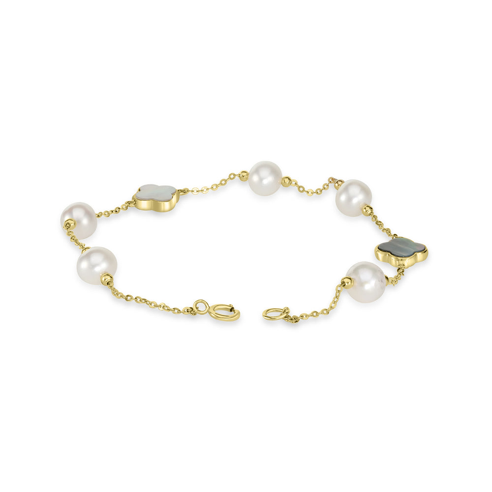 Pearl Beaded Station Bracelet in 18K YG