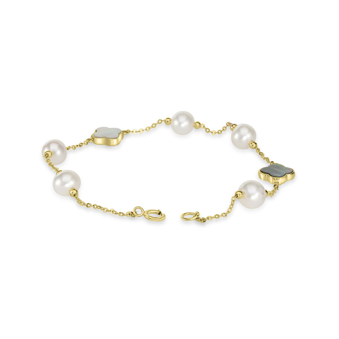 Pearl Beaded Station Bracelet in 18K YG