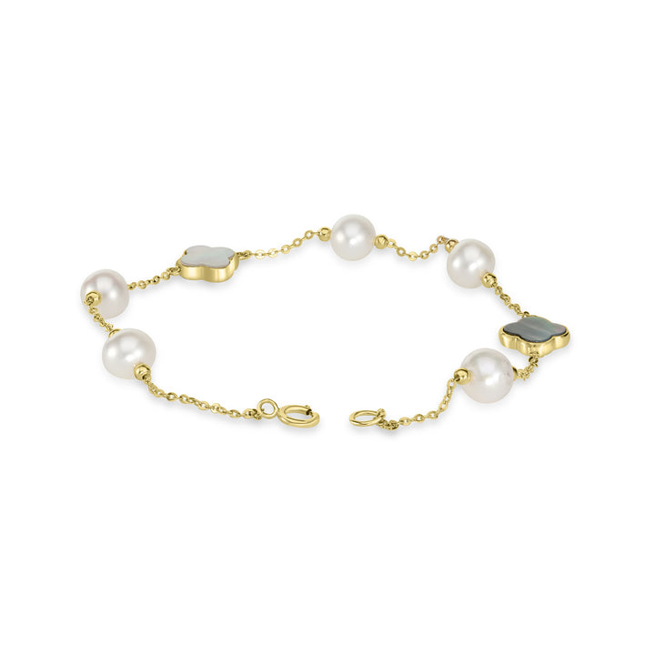 Pearl Beaded Station Bracelet in 18K YG