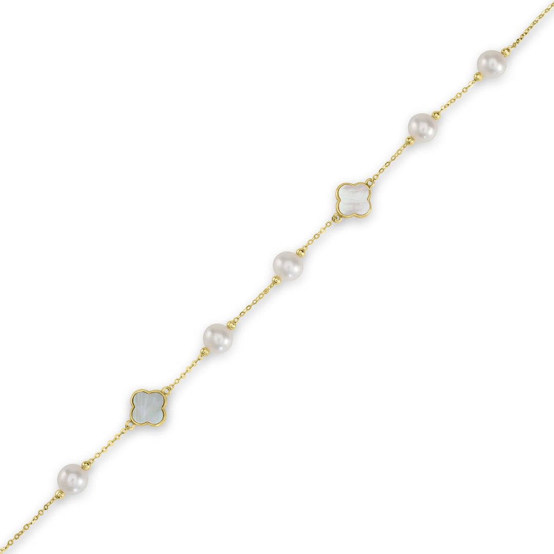 Pearl Beaded Station Bracelet in 18K YG