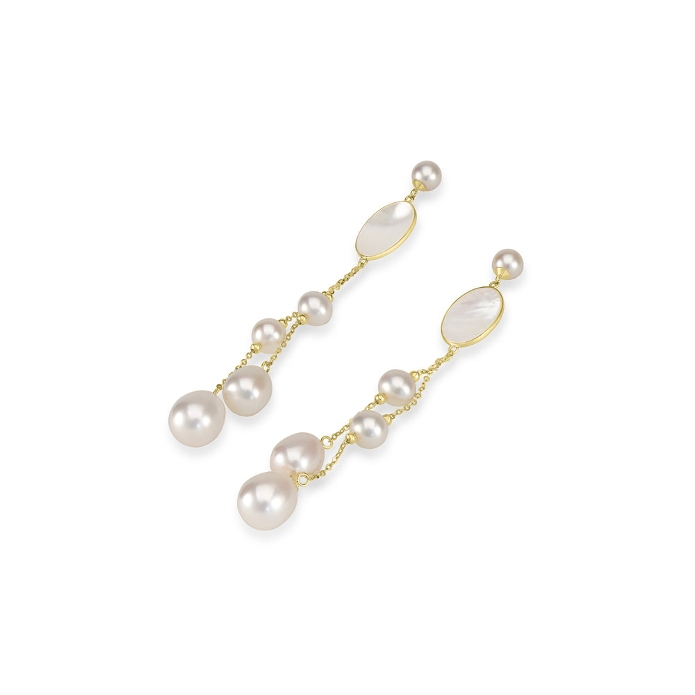 Pearl Beaded Tassel Earring in 18K YG