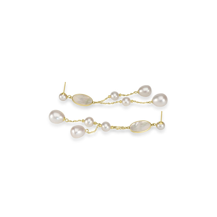 Pearl Beaded Tassel Earring in 18K YG