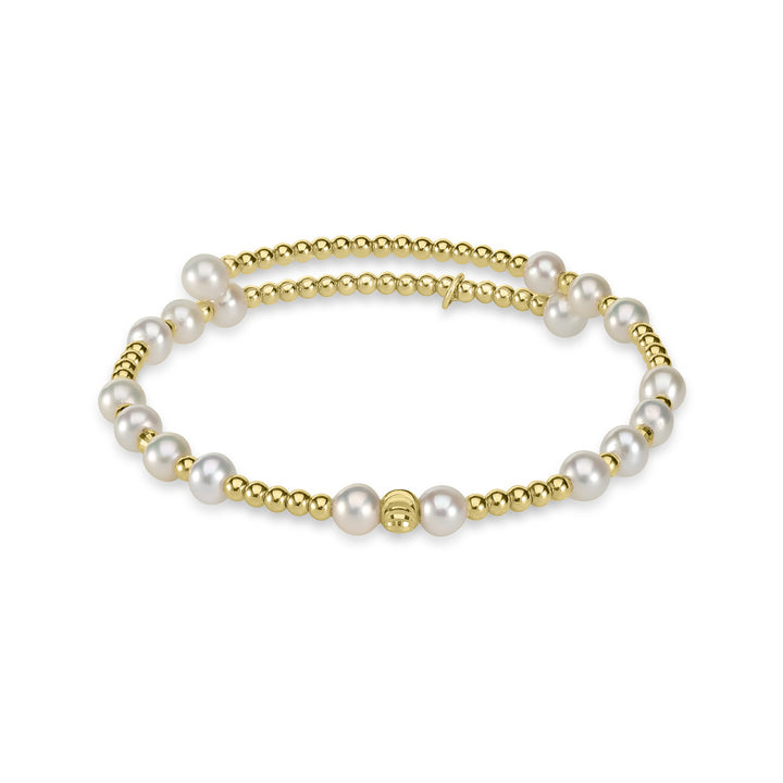 Pearl Beaded Flex Bangle in 18K YG