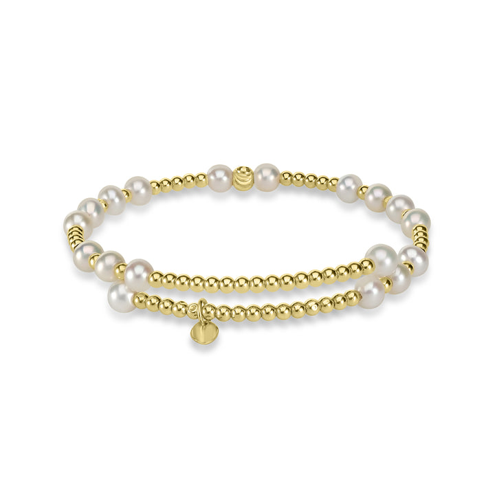 Pearl Beaded Flex Bangle in 18K YG