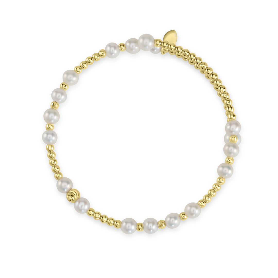 Pearl Beaded Flex Bangle in 18K YG