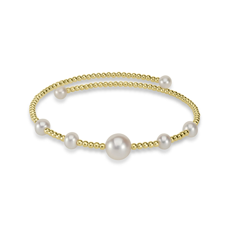 Pearl Beaded Flex Bangle in 18K YG