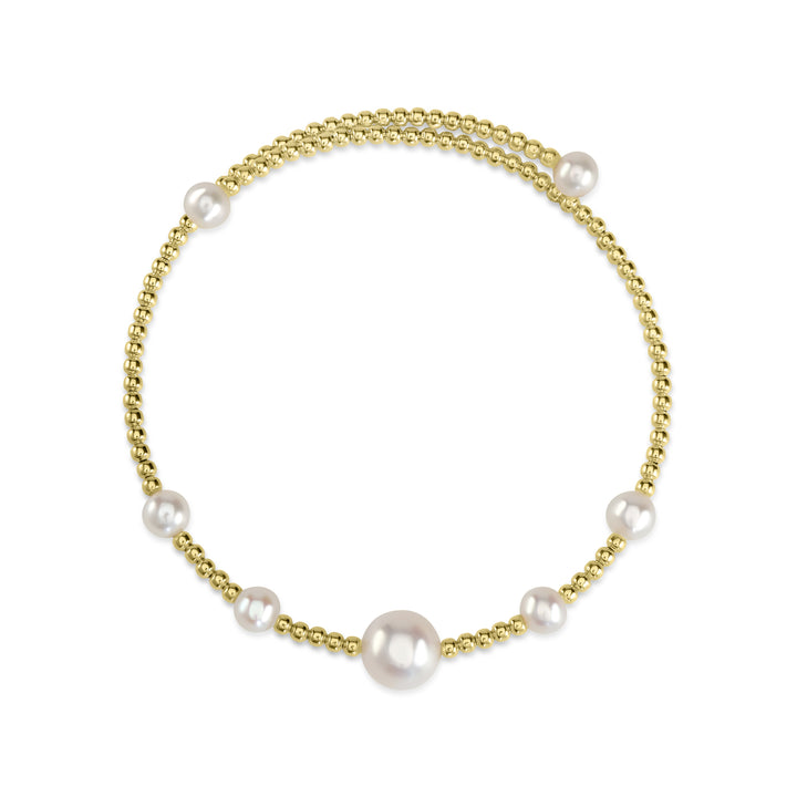 Pearl Beaded Flex Bangle in 18K YG