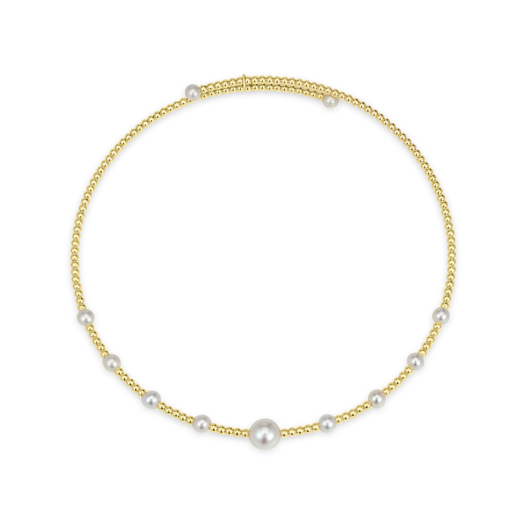 Pearl Beaded Flex Choker Necklace in 18K YG