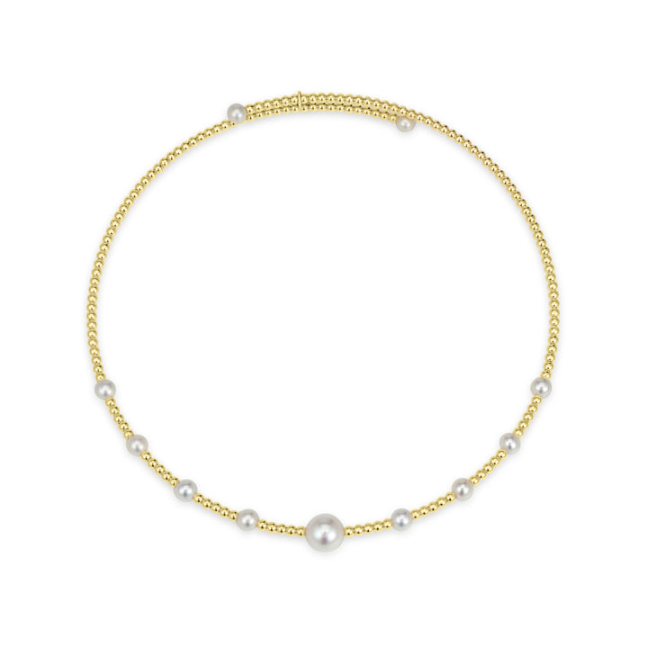 Pearl Beaded Flex Choker Necklace in 18K YG