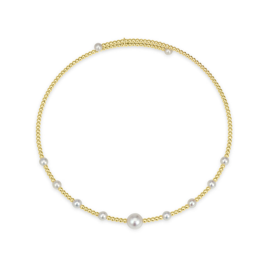 Pearl Beaded Flex Choker Necklace in 18K YG