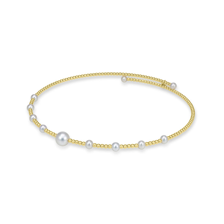 Pearl Beaded Flex Choker Necklace in 18K YG