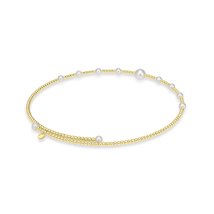 Pearl Beaded Flex Choker Necklace in 18K YG