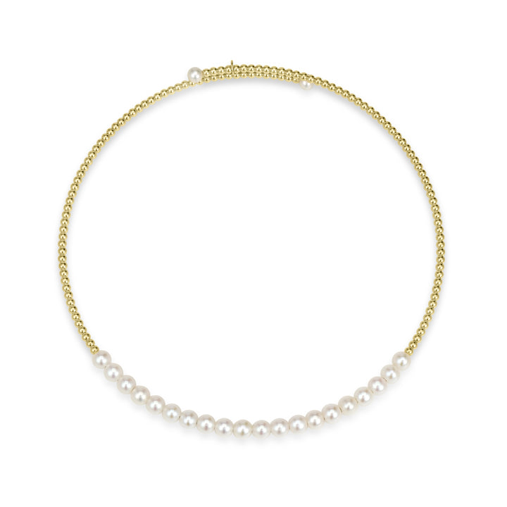 Pearl Beaded Flex Choker Necklace in 18K YG