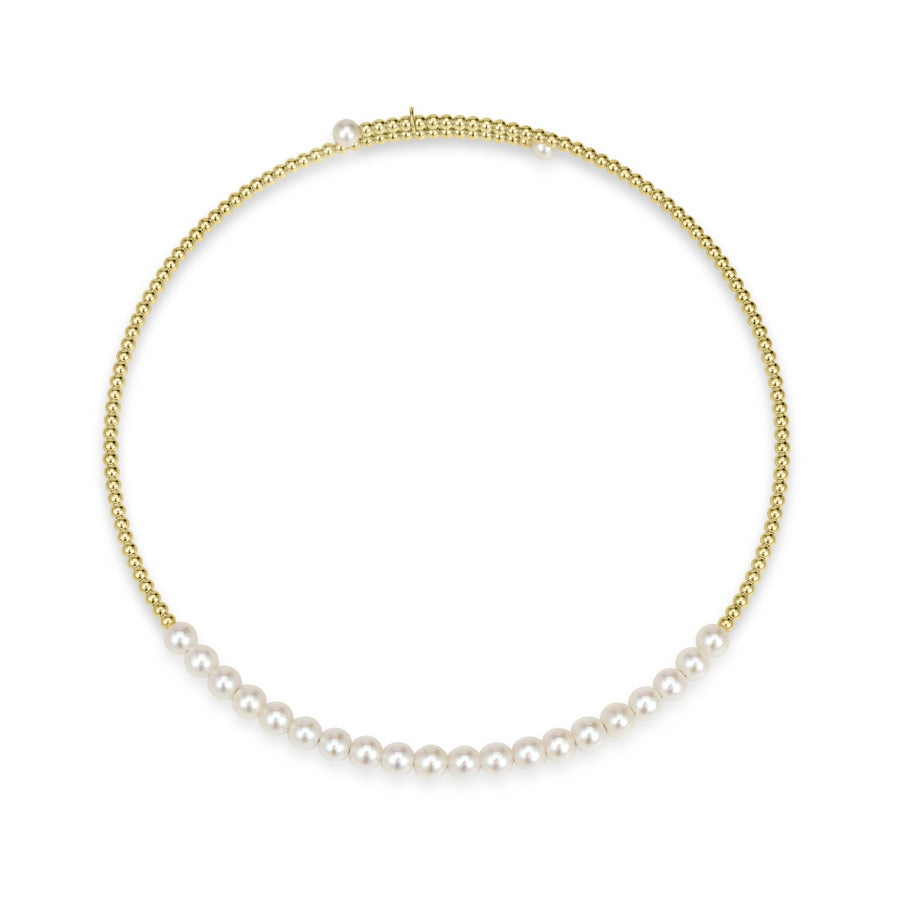 Pearl Beaded Flex Choker Necklace in 18K YG
