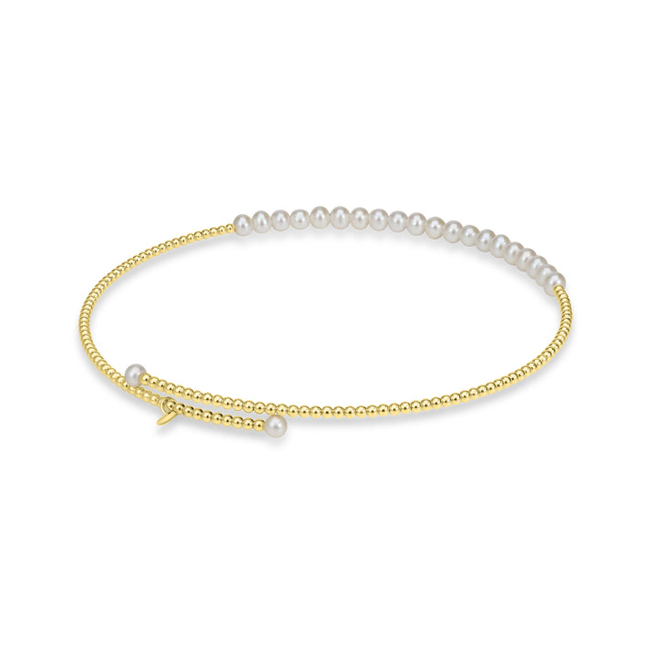 Pearl Beaded Flex Choker Necklace in 18K YG