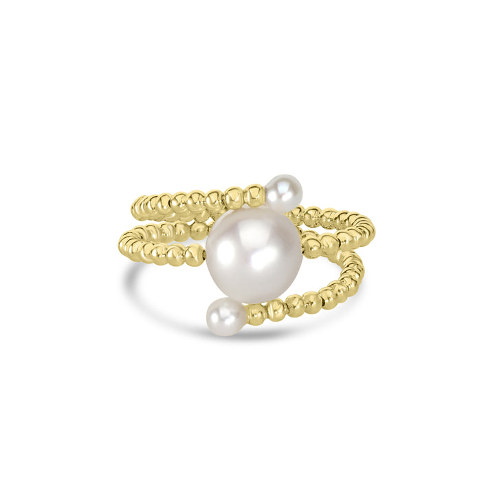 Pearl Bypass Flex Ring in 18K YG