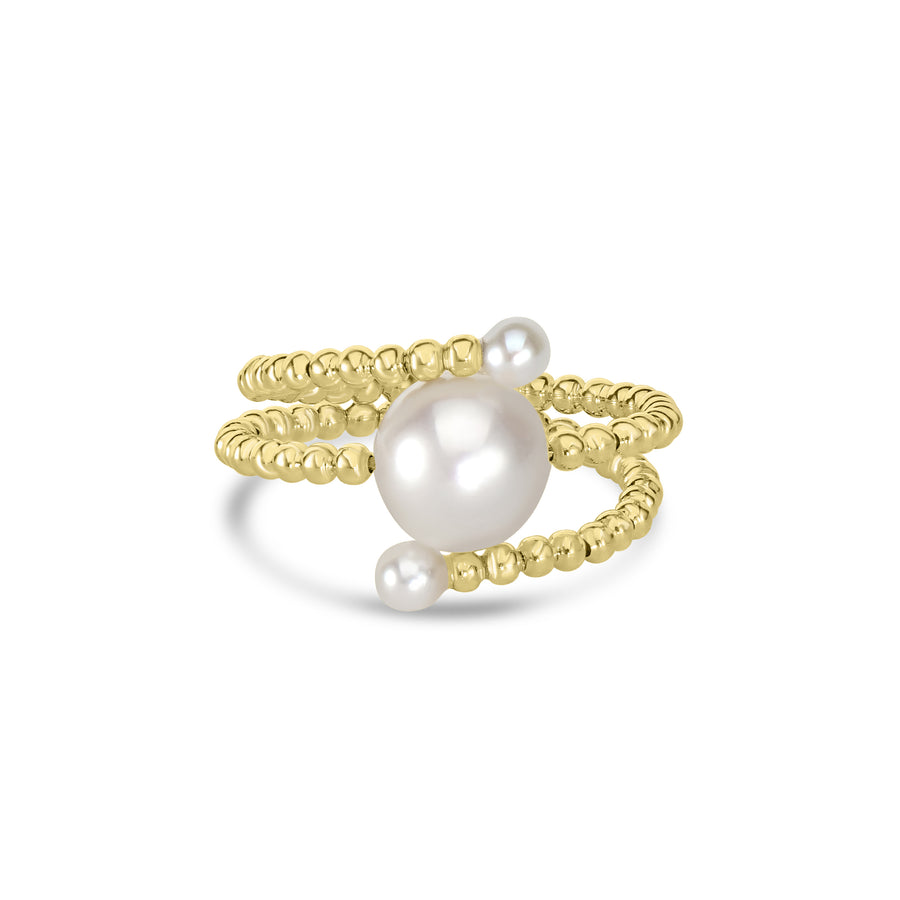 Pearl Bypass Flex Ring in 18K YG