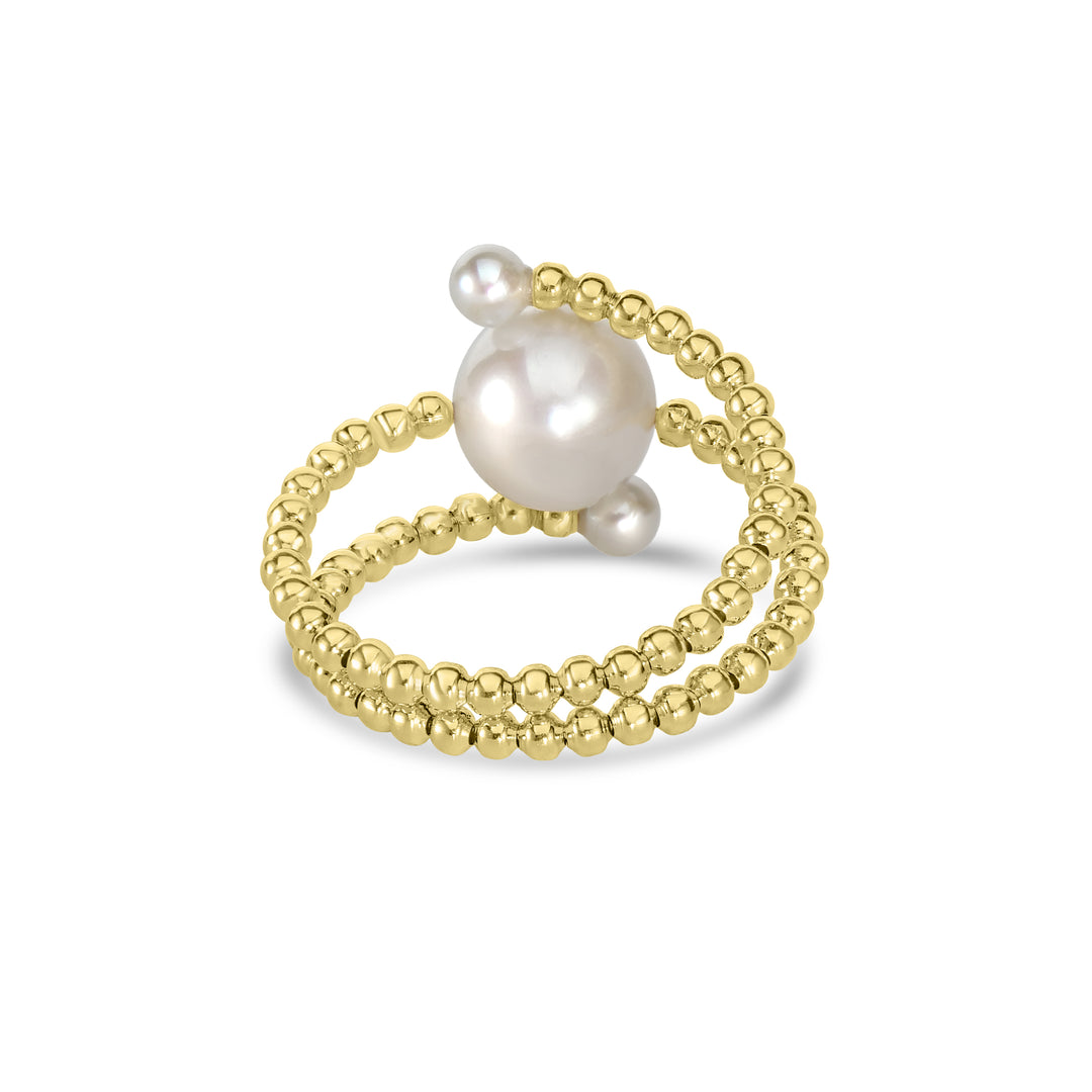 Pearl Bypass Flex Ring in 18K YG
