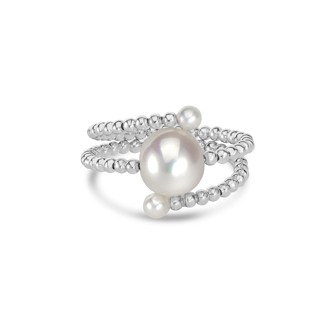 Pearl Bypass Flex Ring in 18K WG