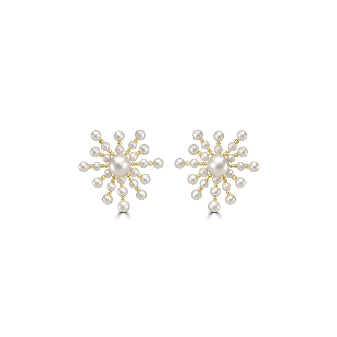 Pearl Beaded Stud Earring in 18K YG