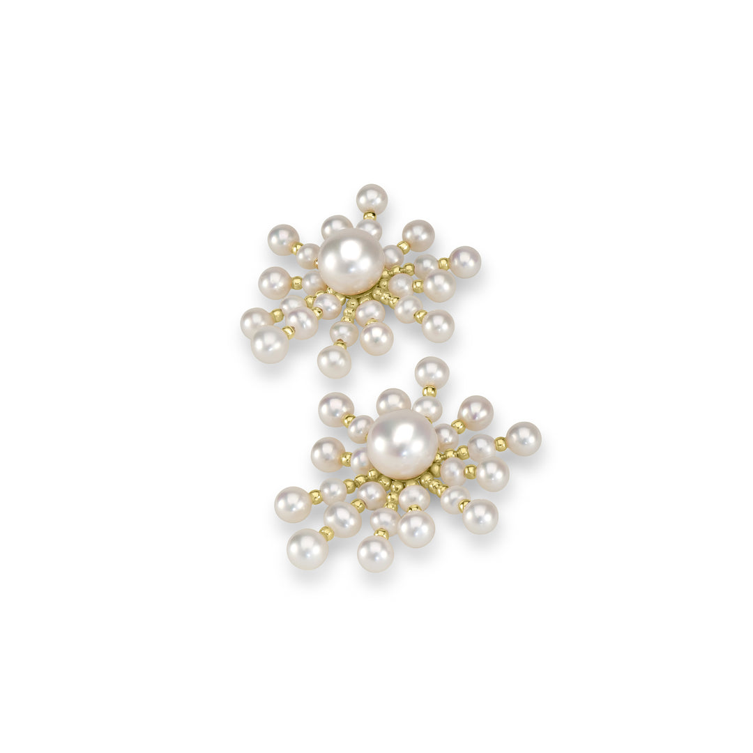 Pearl Beaded Stud Earring in 18K YG