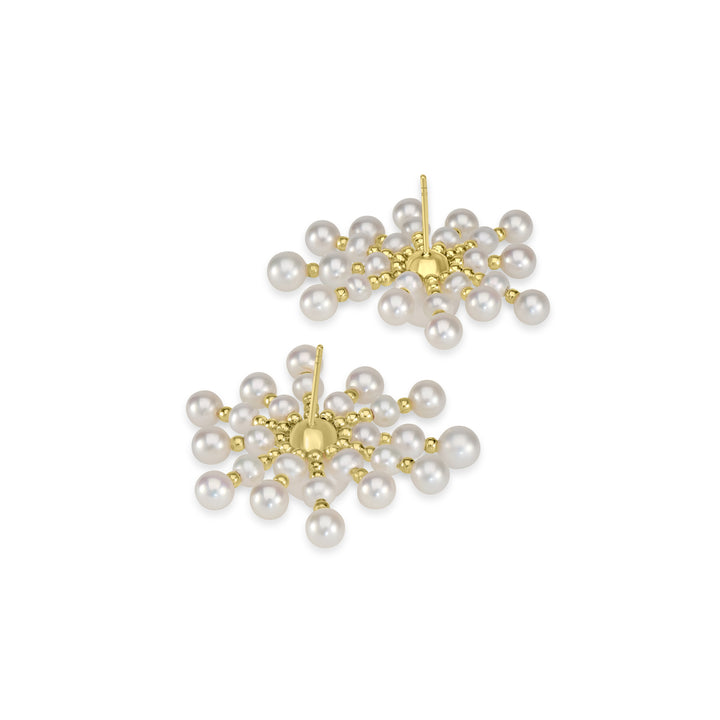Pearl Beaded Stud Earring in 18K YG