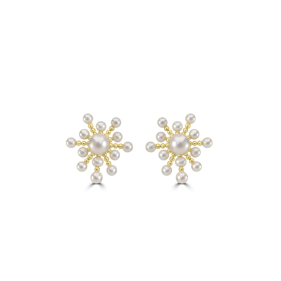 Pearl Beaded Stud Earring in 18K YG