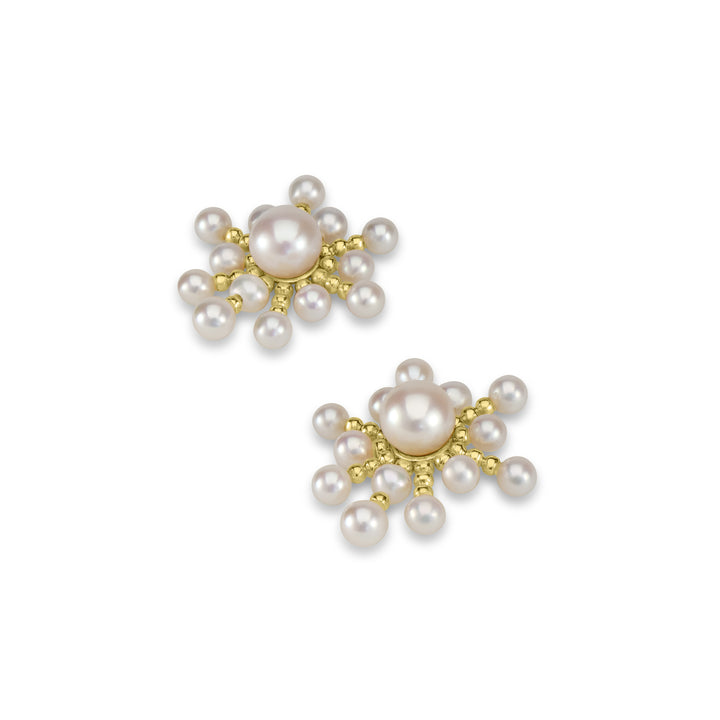 Pearl Beaded Stud Earring in 18K YG