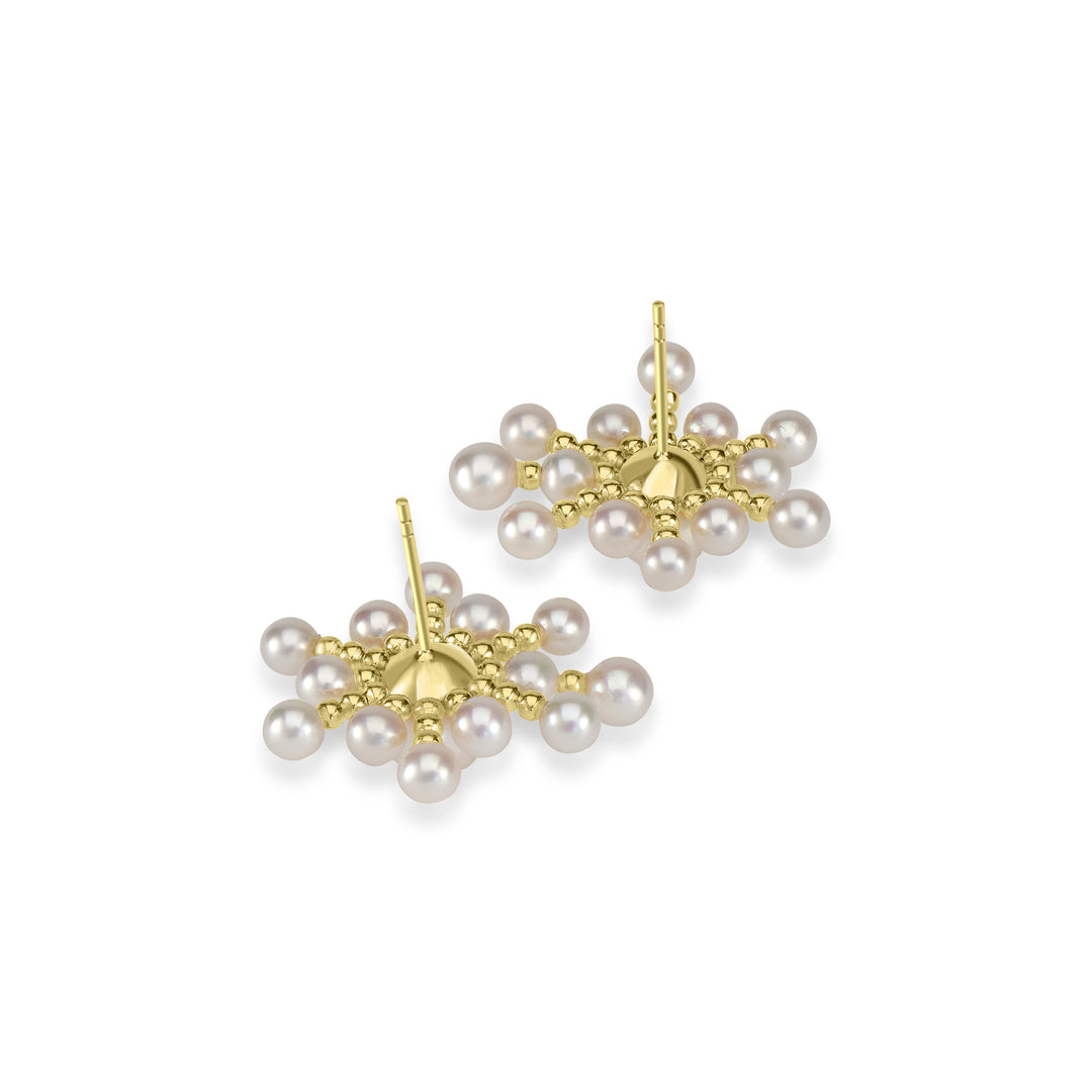 Pearl Beaded Stud Earring in 18K YG