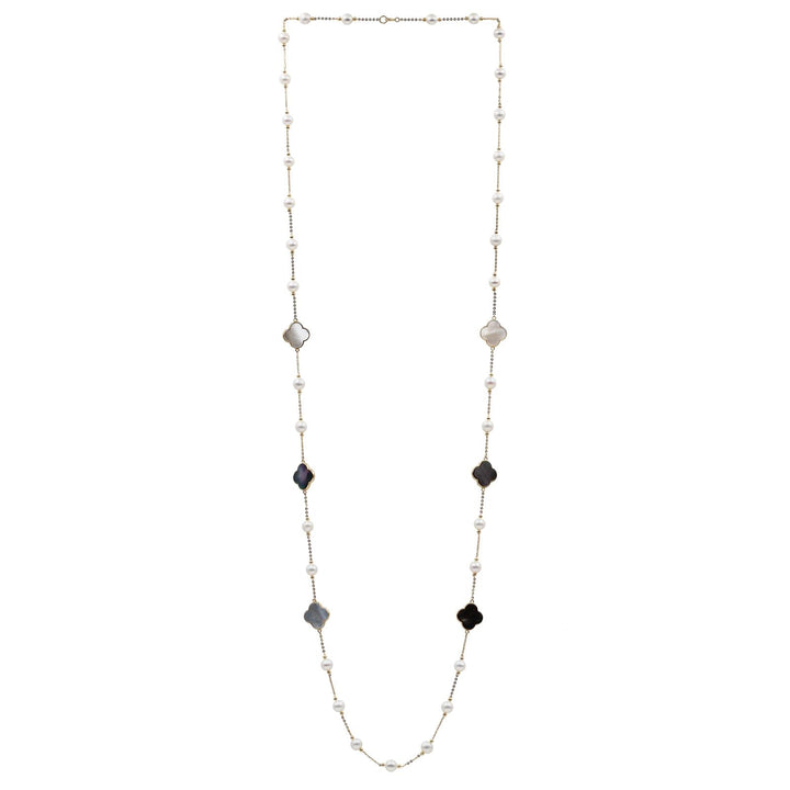 Pearl Beaded Station Necklace in 18K YG