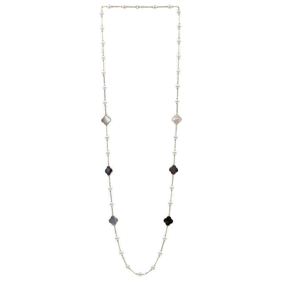 Pearl Beaded Station Necklace in 18K YG