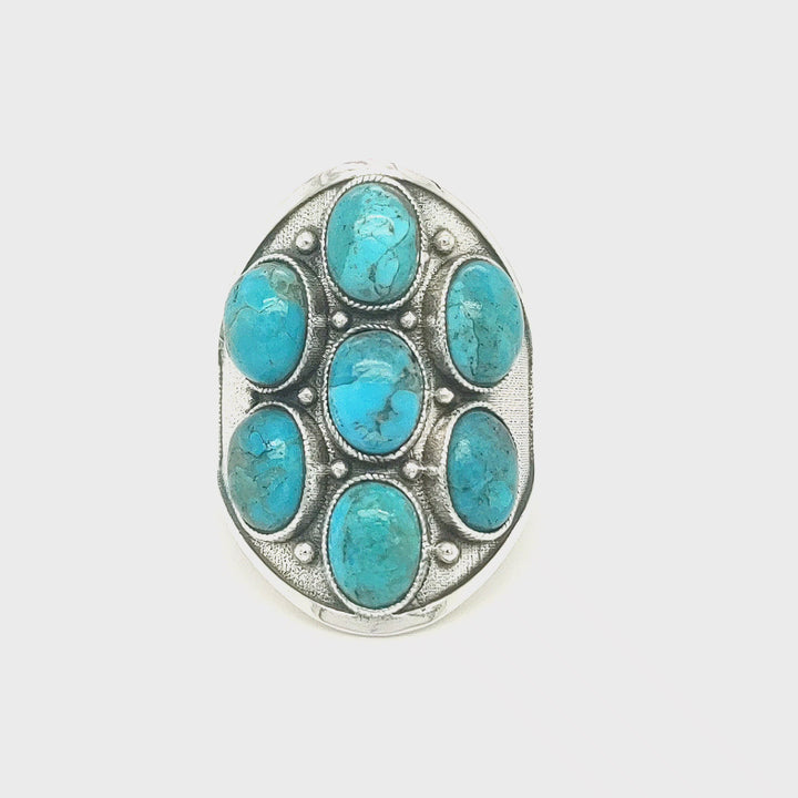 8.7 Ctw Turquoise Ring in 925