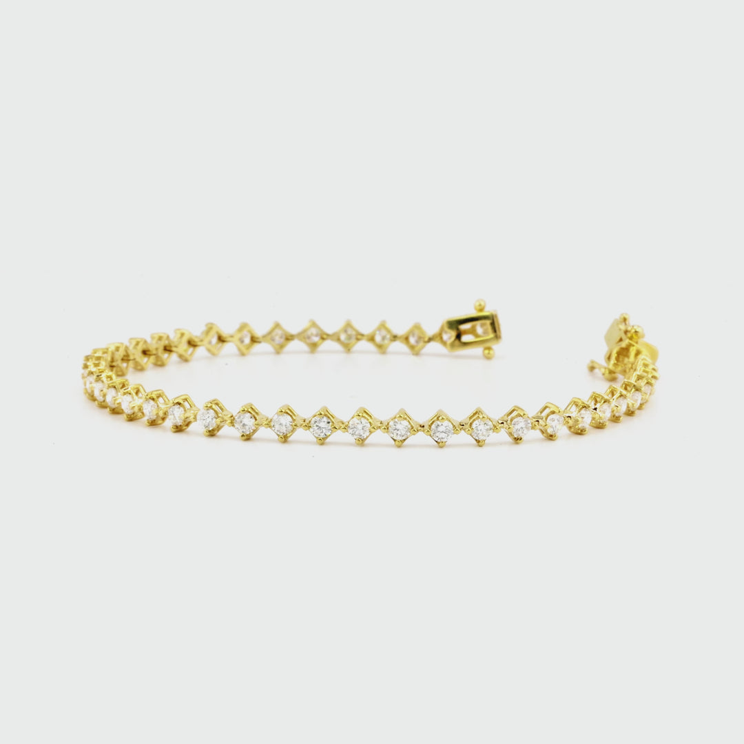 2.7 Cts Lab Grown White Diamond Bracelet in 14K Yellow Gold