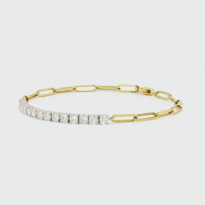 1.52 Cts Lab Grown White Diamond Bracelet in 14K Two Tone