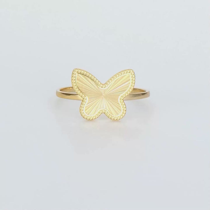Yellow Gold Plated Butterfly Ring in 925 Sterling Silver