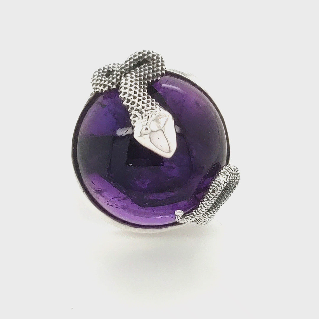 44.15 Cts African Amethyst Ring in 925