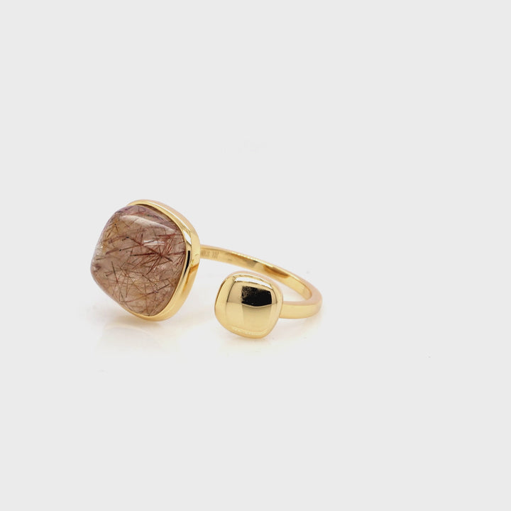 Golden Rutile Ring in Brass