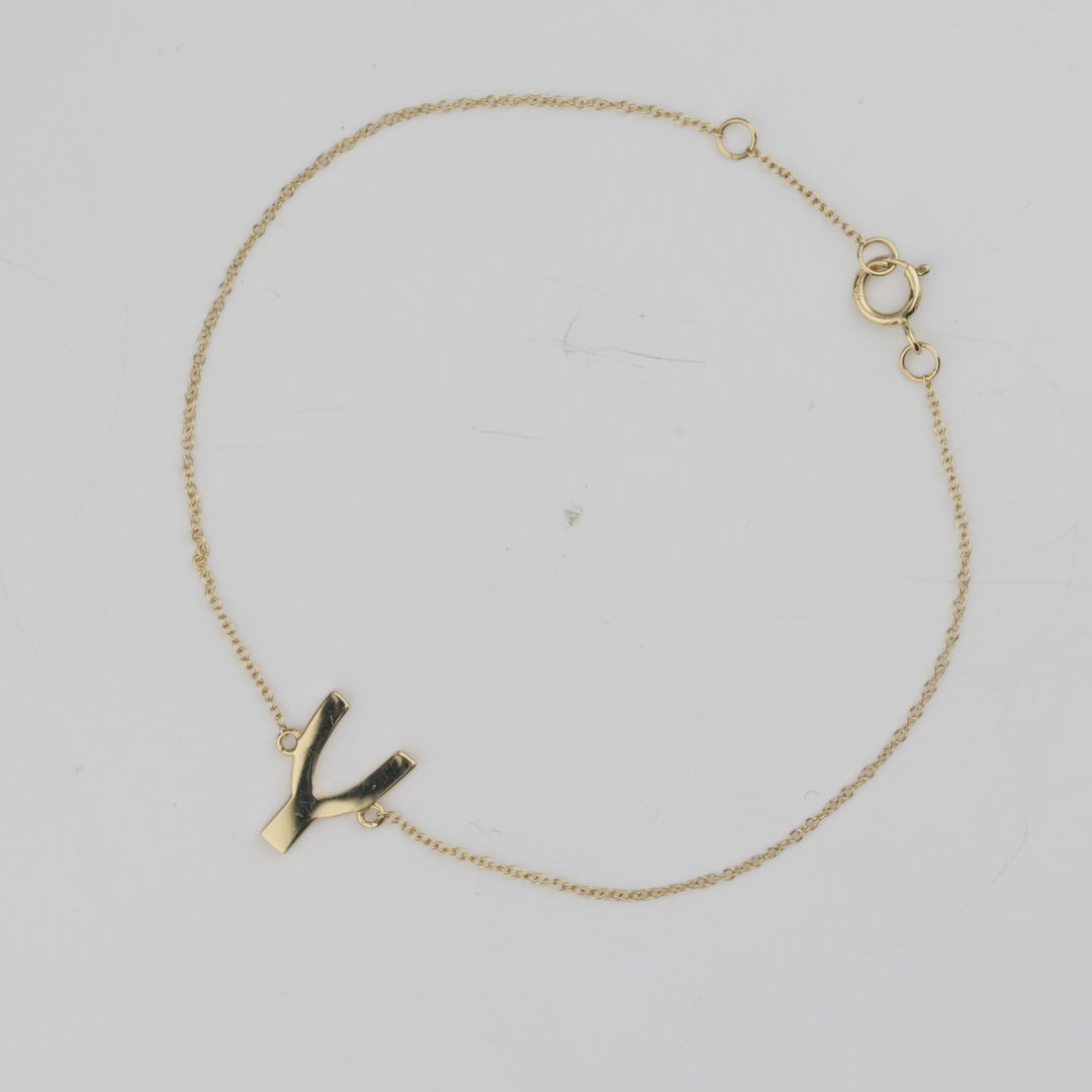 Wish Bone Charm Bracelet in 14K Yellow Gold