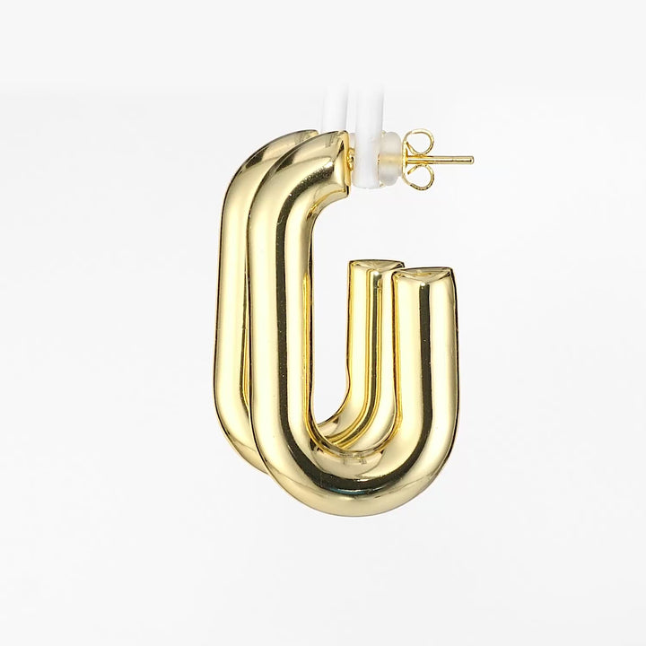 Yellow Gold Plated J-Hoop Earring in 925 Sterling Silver
