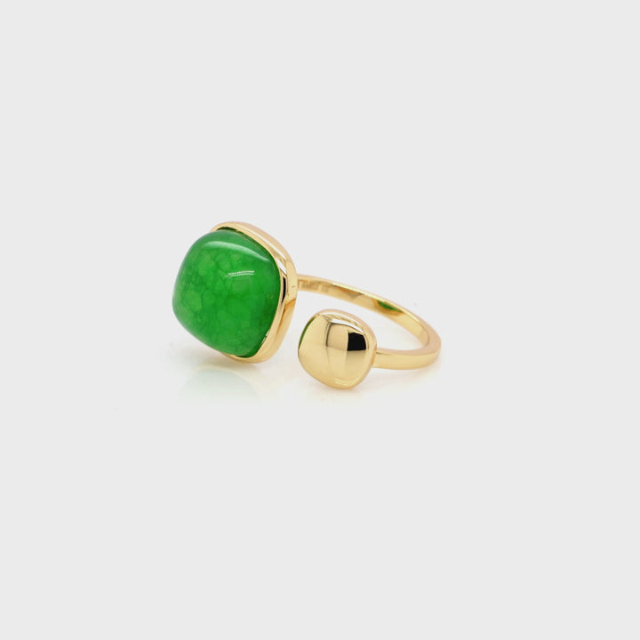 Green Beryl Ring in Brass