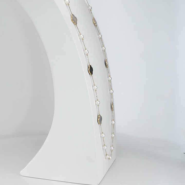 Pearl Beaded Station Necklace in 18K YG