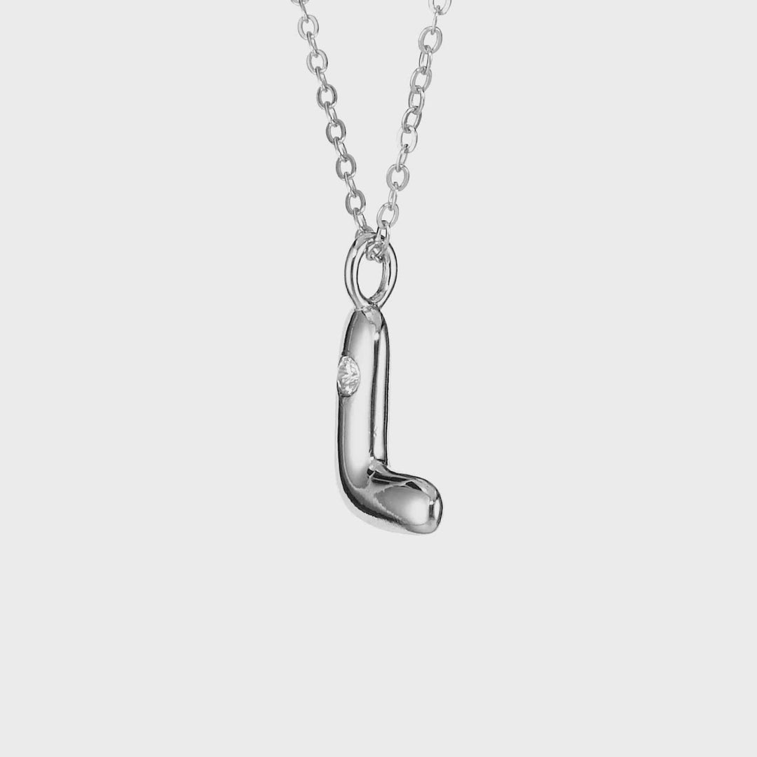 Alphabet 'L' Pendant with White Zircon in 925 Silver