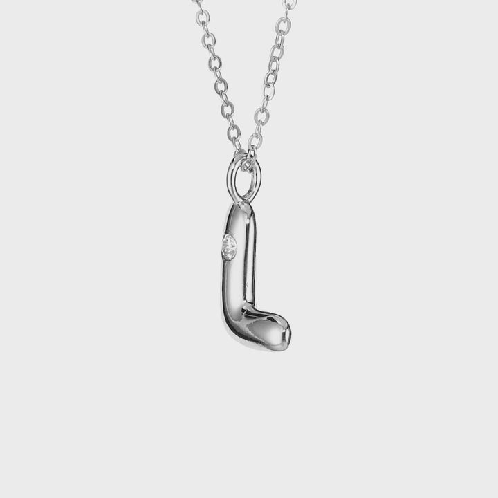 Alphabet 'L' Pendant with White Zircon in 925 Silver