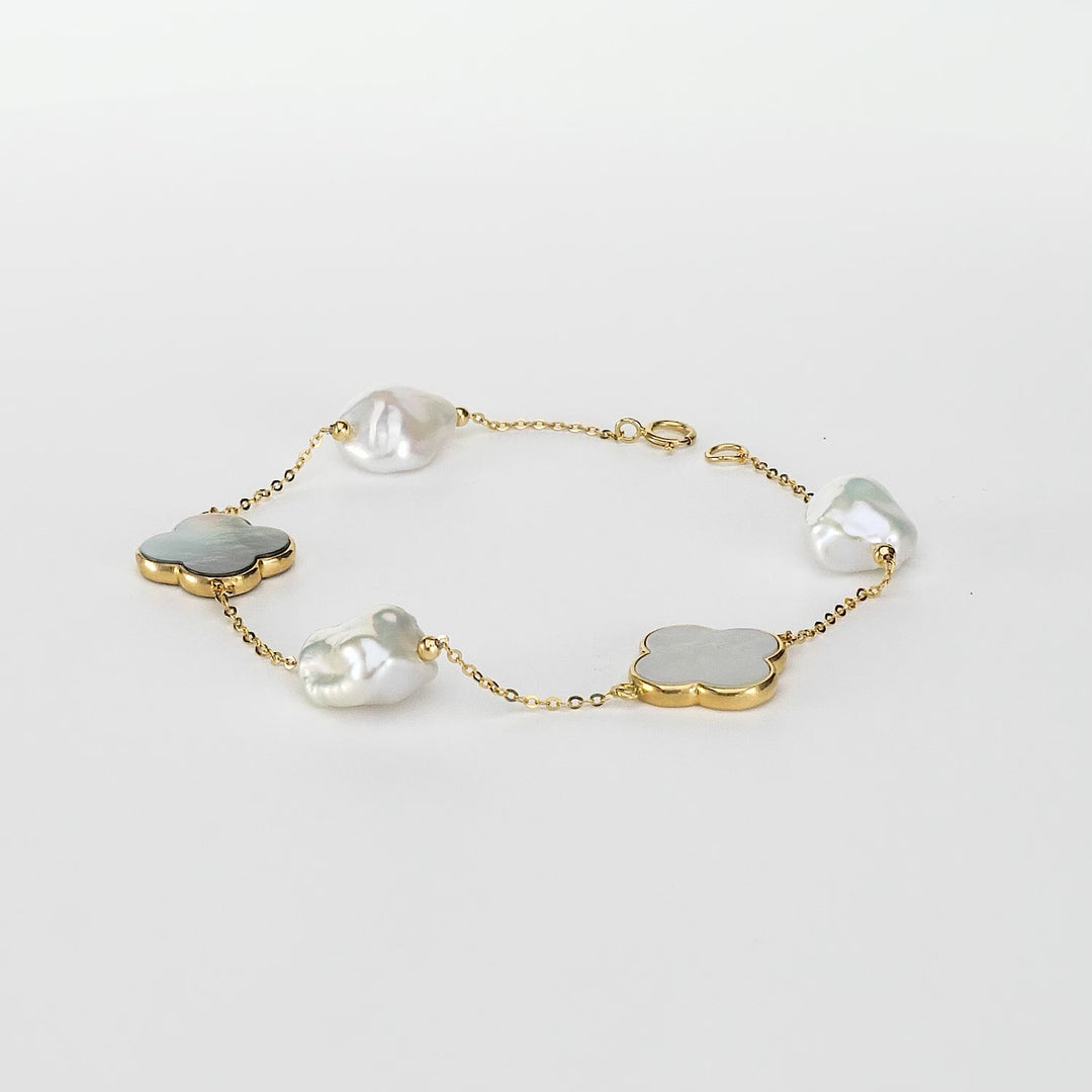 Pearl Beaded Station Bracelet in 18K YG