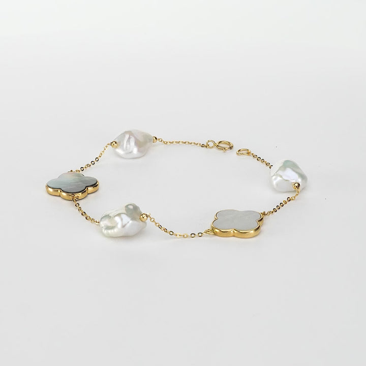 Pearl Beaded Station Bracelet in 18K YG
