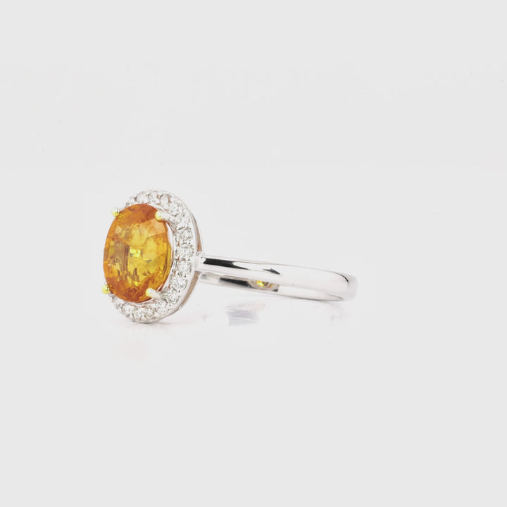 2.3 Cts Spessartite and White Diamond Ring in 14K Two Tone